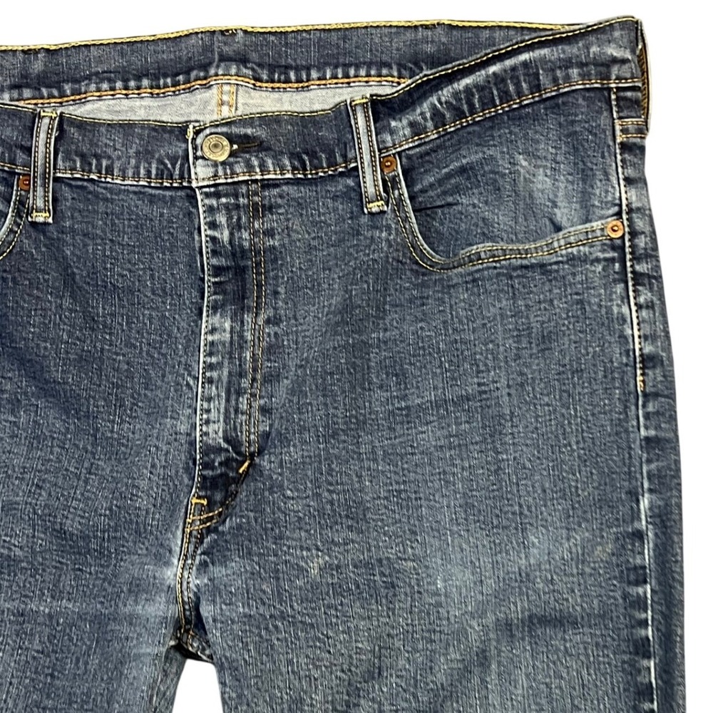 Levis 514 Jeans Mens 42x30 Blue Medium Wash Denim Stretch Denim Straight Fit - Picture 2 of 13
